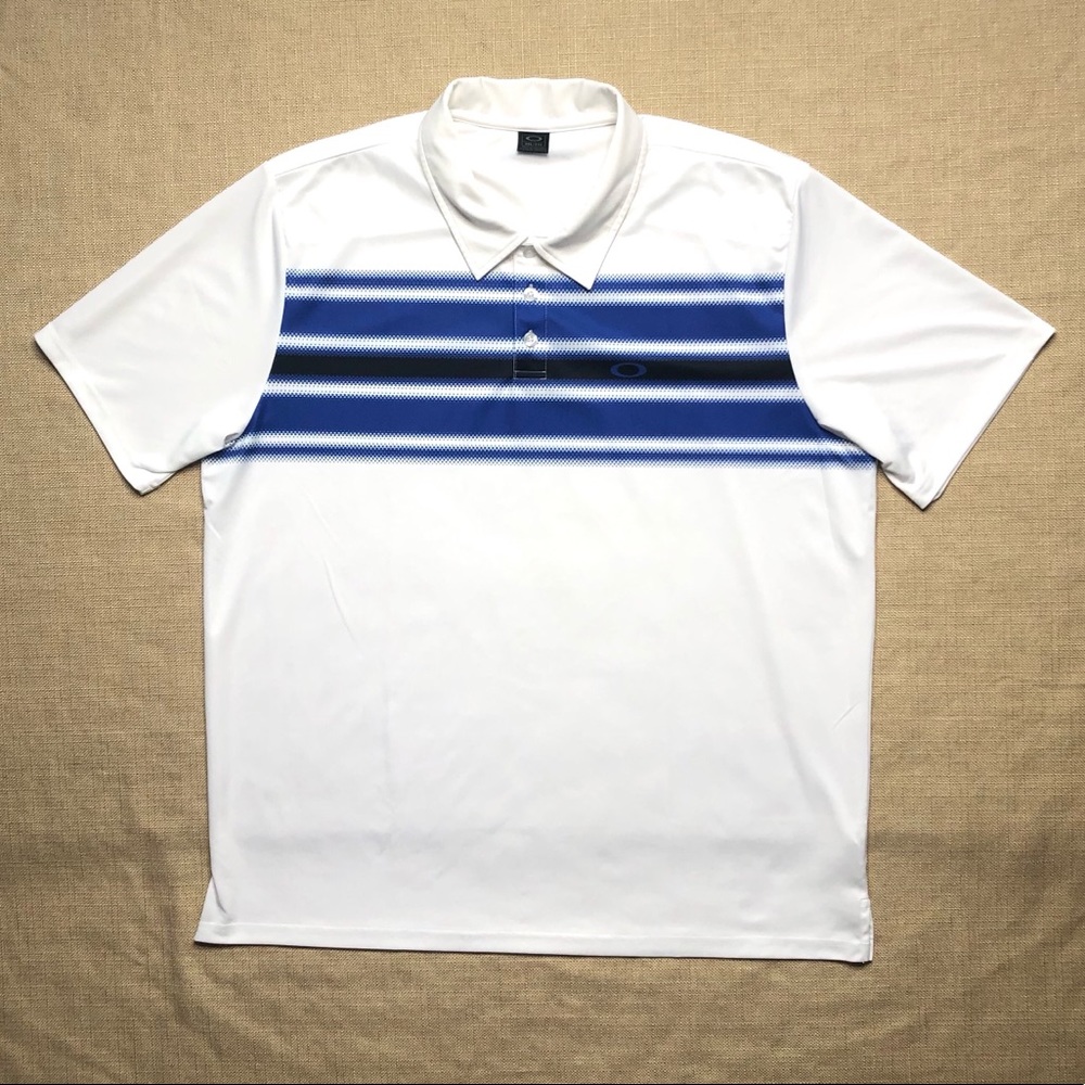 Oakley White and Blue Polo Shirt
